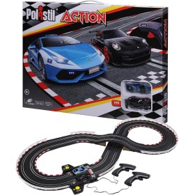 Polistil 96151 Pista Action con Lamborghini Huracan Polizia e Porsche 911 GT3 Tracciato Lungo 3,08m e Licenze Ufficiali