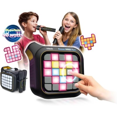VTech 581707 Karaoke Light Party Microfono con Altoparlante Connessione Bluetooth e Effetti Sonori e 25 Tasti per Pixel Art