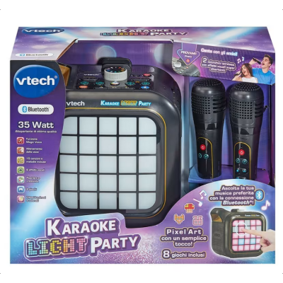 VTech 581707 Karaoke Light Party Microfono con Altoparlante Connessione Bluetooth e Effetti Sonori e 25 Tasti per Pixel Art