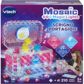 VTech 584807 Mosaic Magic Lights Scrigno Portagioie Luminoso Personalizzabile con Tessere Mosaico 4 Statuine e Melodie