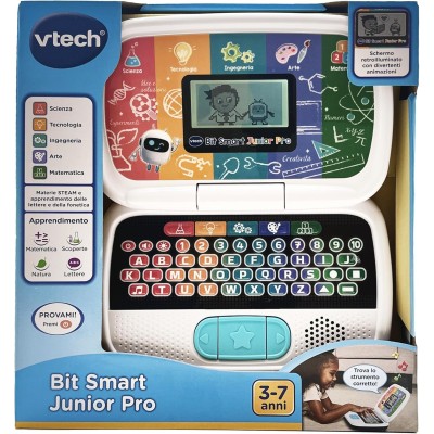 VTech 621407 Bit Smart Junior Pro Computer Educativo S.T.E.A.M. con Attività Integrate Schermo LCD Animato