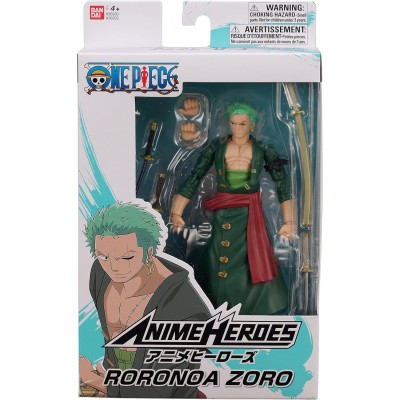 Bandai 36932 Anime Heroes One Piece - Roronoa Zoro Action Figure da 17cm con Licenza ufficiale One Piece
