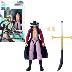 Bandai 37053 Anime Heroes One Piece - Action Figure Articolata Mihawk 17cm con Licenza ufficiale One Piece