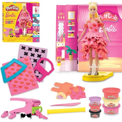 Hasbro G1356 Play-Doh Sfilata di Moda Designer di Barbie con Barbie snodata per creare acconciature e vestiti
