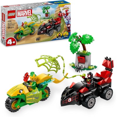 LEGO Marvel 11198 Spidey e i Suoi Fantastici Amici - Inseguimento sui Dino-Veicoli di Spin ed Electro con Macchina e Moto
