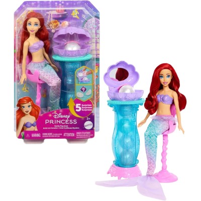 Mattel JBF86 Disney Princess Ariel e la Specchiera Magica bambola con coda da sirena rimovibile e specchiera con 5 accessori