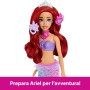 Mattel JBF86 Disney Princess Ariel e la Specchiera Magica bambola con coda da sirena rimovibile e specchiera con 5 accessori