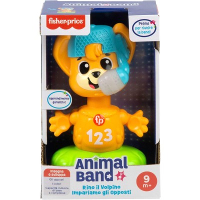 Fisher-Price HYL02 Animal Band Rino il Volpino Impariamo gli Opposti interattivo per l'apprendimento con movimento luci e suoni