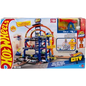 Mattel JLC05 Hot Wheels Mega Garage Pista con 3 Livelli di Gioco e 2 Loop macchinina ed Elicottero Inclusi