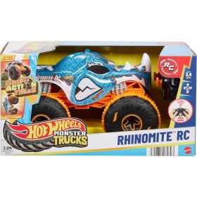 Mattel JBK11 Hot Wheels Monster Trucks Rhinomite R/C in scala 1:24 con pneumatici Grip Action