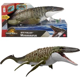 ​Mattel JJP80 Jurassic World La Rinascita Mosasauro Morso Letale action figure Mosasaauro snodato e mini dilofosauro