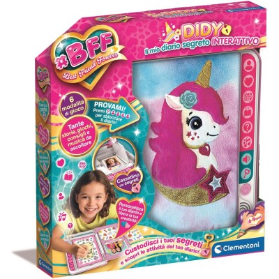 Clementoni 16681 BFF Diario Segreto Unicorno Interattivo con Cassetto dei Segreti 6 modalità di Gioco con Matita e Stickers