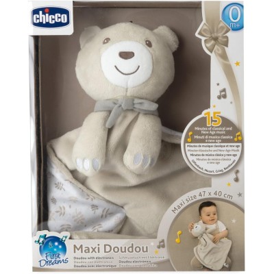 Chicco 012159 Gioco Maxi Doudou Peluche in Morbido Velluto a Forma di Orsetto con Musica Classica