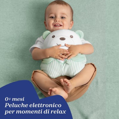 Chicco 012266 Peluche Tenero Orsetto Morbido Peluche Elettronico 20 Minuti di Musica Rilassante e Luce Soffusa