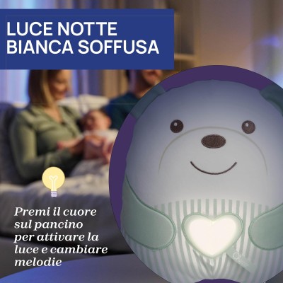 Chicco 012266 Peluche Tenero Orsetto Morbido Peluche Elettronico 20 Minuti di Musica Rilassante e Luce Soffusa