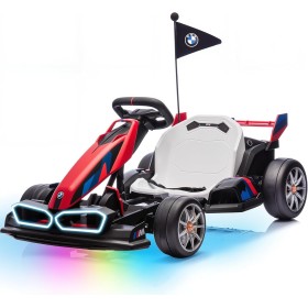 Go Kart Elettrico BMW per Bambini 24V con Sedile Regolabile 6-12 Anni Luci LED 2 Velocità Modalità Drift