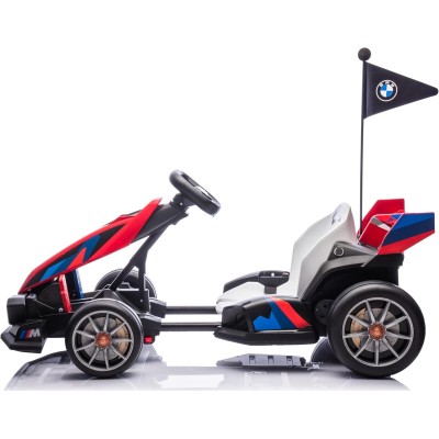 Go Kart Elettrico BMW per Bambini 24V con Sedile Regolabile 6-12 Anni Luci LED 2 Velocità Modalità Drift
