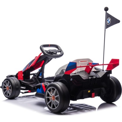 Go Kart Elettrico BMW per Bambini 24V con Sedile Regolabile 6-12 Anni Luci LED 2 Velocità Modalità Drift