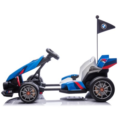 Go Kart Elettrico BMW per Bambini 24V con Sedile Regolabile 6-12 Anni Luci LED 2 Velocità Modalità Drift