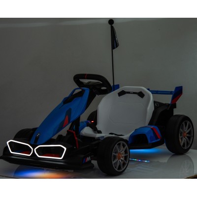 Go Kart Elettrico BMW per Bambini 24V con Sedile Regolabile 6-12 Anni Luci LED 2 Velocità Modalità Drift