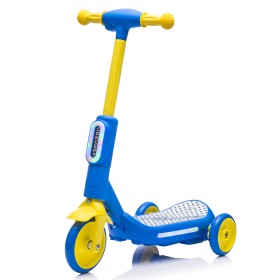 Monopattino Elettrico per Bambini 6V a 3 Ruote con Luci LED 2 in 1 Elettrico e a Spinta Portata 30 kg - Blu