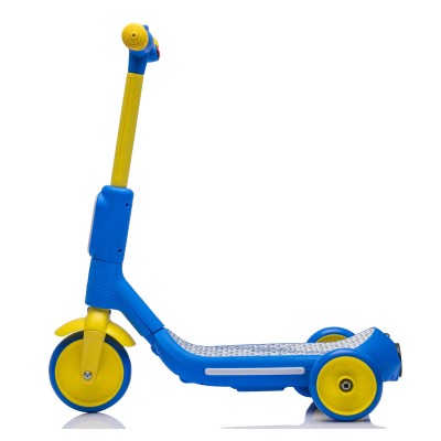 Monopattino Elettrico per Bambini 6V a 3 Ruote con Luci LED 2 in 1 Elettrico e a Spinta Portata 30 kg - Blu
