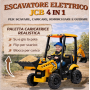 Trattore Cavalcabile Elettrico per Bambini JCB 24V Escavatore con Braccio Scavatore Bulldozer Retroescavatore 4 in 1