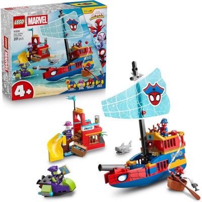 LEGO Marvel 11208 Nave Pirata del Team Spidey con Nave 2 Barche e 4 Minifigure