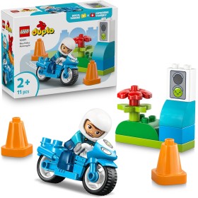 LEGO DUPLO 10471 Motocicletta Blu della Polizia con Moto Poliziotto Semaforo e 2 Coni per la motricità fine