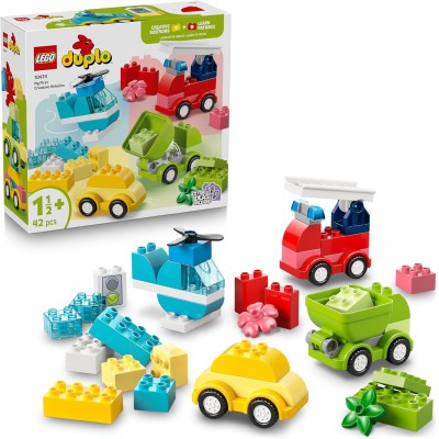 LEGO DUPLO 10474 Veicoli Creativi con Macchine Camion e Elicottero Gioco per la Motricità Fine