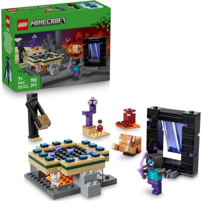 LEGO Minecraft 21584 Viaggio nel Portale del Nether e dell’End con Eroe Enderman e Baby Hoglin
