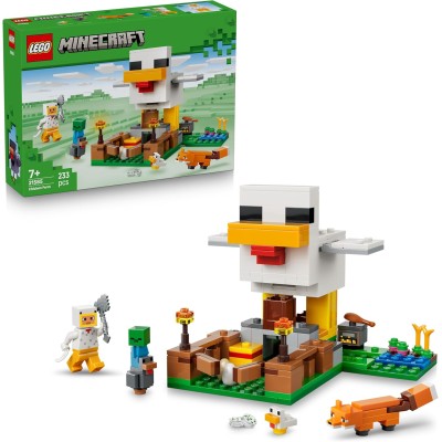 LEGO Minecraft 21585 Fattoria di Galline con Minifigure Fan della Gallina Mob Baby Zombie e Volpe