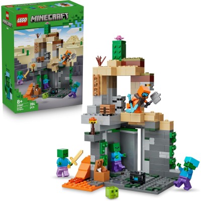LEGO Minecraft 21587 Zombie Dungeon Set Interattivo con Minifigure di Viandante 3 Zombie Slime e un Tavolo da Crafting