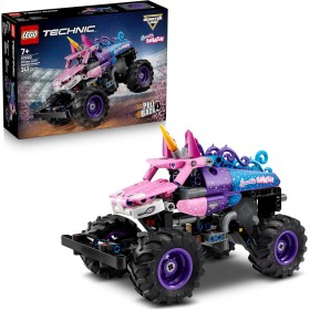 LEGO Technic 42220 Monster Jam Sparkle Smash a Retrocarica Auto da Corsa Pull-Back Unicorno Rosa