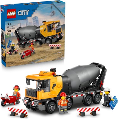 LEGO City Betoniera Giocattolo - Gioco Didattico con Veicolo da Cantiere, 3 Minifigure 60478