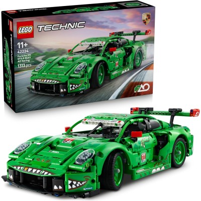 LEGO Technic 42224 Auto Porsche 911 GT3 R REXY AO Racing con Motore a 6 Cilindri Trazione Posteriore e Design da Dinosauro