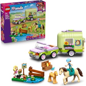 LEGO Friends 42695 Rimorchio per Cavallo e Puledro con Accessori per la Cura degli Animali Auto con Carrello e 2 Mini Bamboline