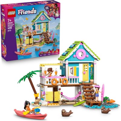 LEGO Friends 42699 Casa sulla Spiaggia con Foche con 3 Mini Bamboline 2 Animali Marini Tavola da Surf e Kayak