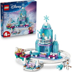 LEGO Disney Frozen 43281 Castello di Ghiaccio di Elsa e Avventura sulla Neve con Anna Elsa e Olaf Binari e Carrelli da Neve
