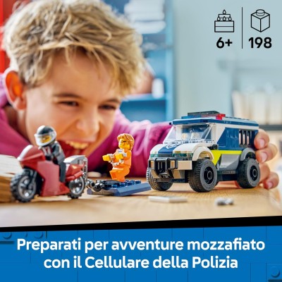 LEGO City 60479 Cellulare della Polizia con Camion con Porta della Cella Rimovibile Moto e 3 Minifigure