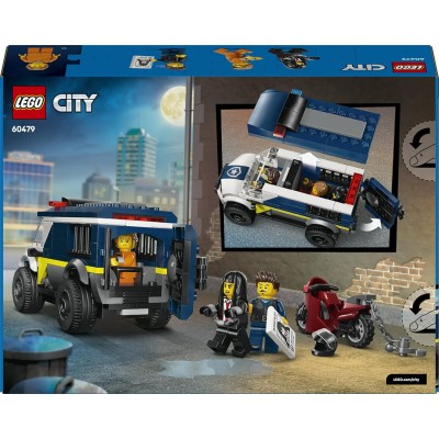 LEGO City 60479 Cellulare della Polizia con Camion con Porta della Cella Rimovibile Moto e 3 Minifigure