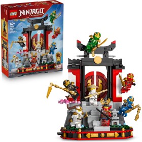 LEGO NINJAGO 71866 Display Personaggi Ninja 15° Anniversario con Porta del Monastero 8 Minifigure da Collezione e Spade