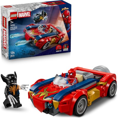 LEGO Marvel 76336 Auto di Spider-Man vs. Venomized Wolverine con Macchina 2 Minifigure e 2 Shooter a Molla