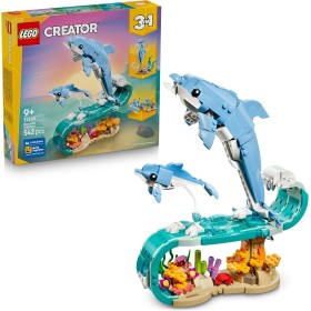 LEGO Creator 31385 Animali Marini 3in1: Meravigliosi Delfini Trasformabili in Cavalluccio Marino o in Granchio