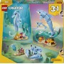 LEGO Creator 31385 Animali Marini 3in1: Meravigliosi Delfini Trasformabili in Cavalluccio Marino o in Granchio
