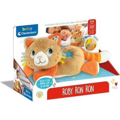 Clementoni 17876 Roby Ron Ron Gatto peluche interattivo con melodie per calmare il bambino