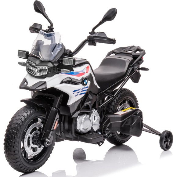 Motocicletta Elettrica per Bambini Moto BMW F 850 GS 12V con Ruote in Gomma Luci LED MP3 Suoni Rotelle Removibili Sospensioni