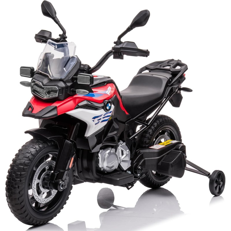 Motocicletta Elettrica per Bambini Moto BMW F 850 GS 12V con Ruote in Gomma Luci LED MP3 Suoni Rotelle Removibili Sospensioni