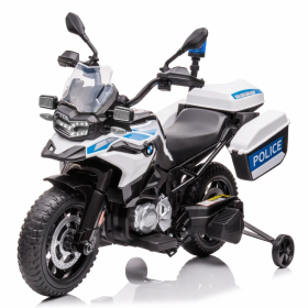 Moto Elettrica BMW F 850 GS 12V per Bambini Police Edition con Luci LED MP3 Sirena Bauletto e Rotelle