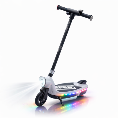 Monopattino Elettrico 12V per Bambini con Luci LED e Freno Posteriore – Scooter Elettrico 6-14 Anni, Portata 50 kg